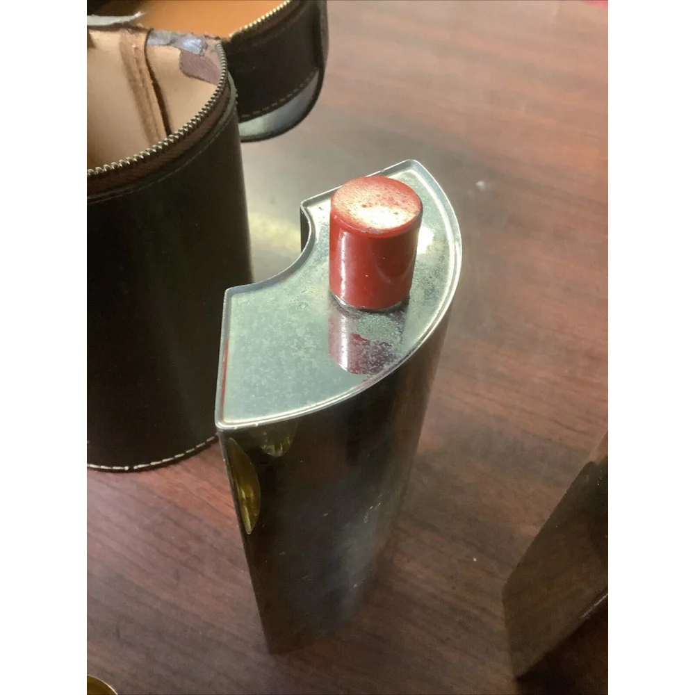 Rare Vintage GERMAN AHS CHROME ART DECO 3 FLASK TRAVEL BAR MID CENTURY MODERN